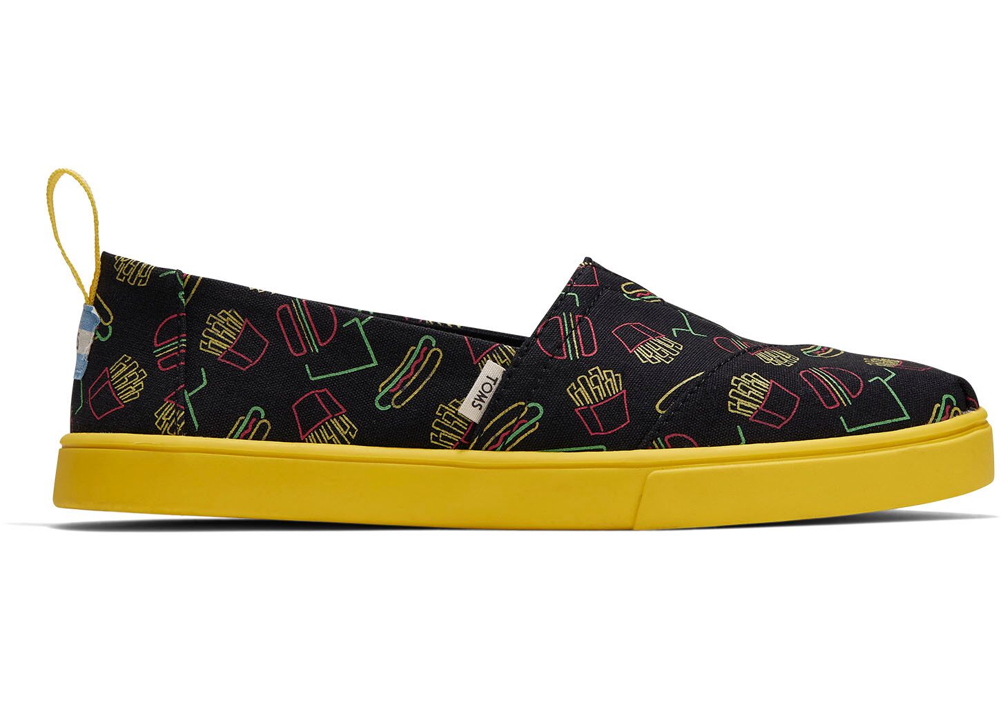 Toms Late Night Snacks Glow In The Dark Print Canvas Cupsole - Womens Alpargata Espadrilles - Black